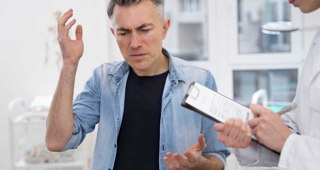 Patient Explaining To His Doctor About Preventing Relapse After Alcohol Detox