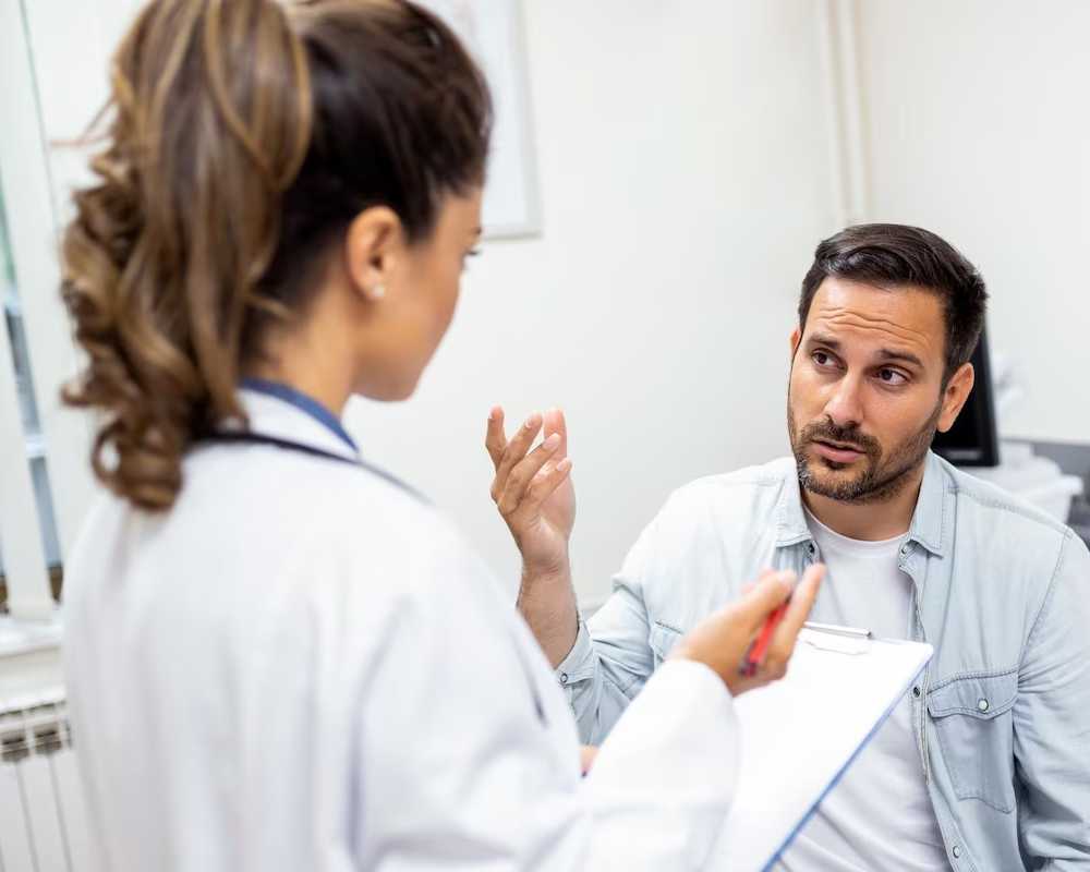 Patient getting assessed by a doctor